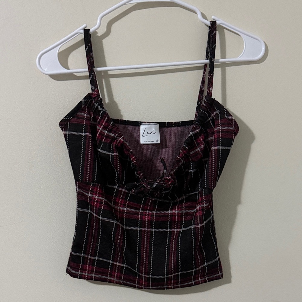 Olivia Rae Black and Red Plaid Camisole